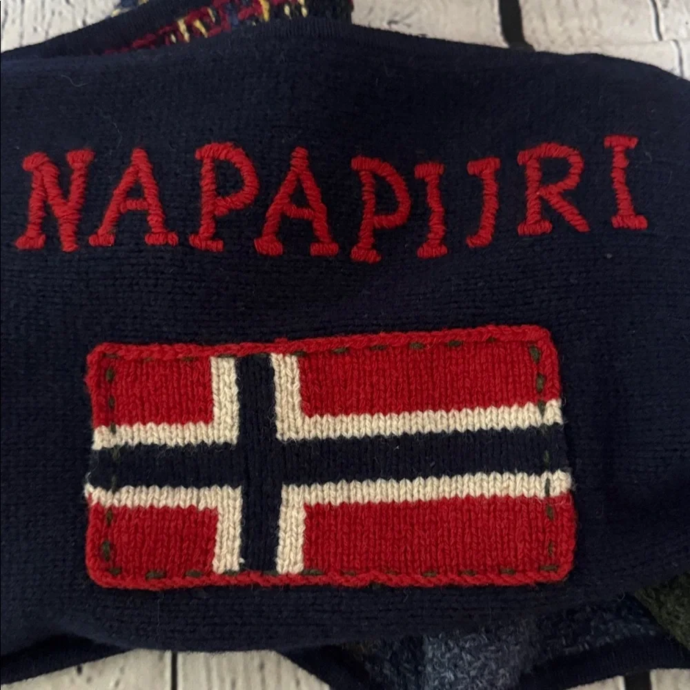 Vintage Napapijri Scarf wool blend with Red Cross Patch